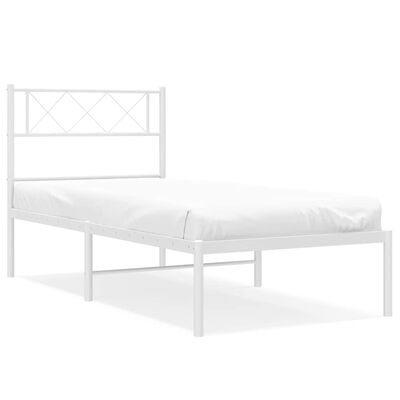 vidaXL Metal Bed Frame without Mattress with Headboard White 100x190cm