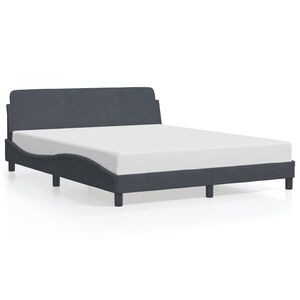 vidaXL Bed Frame "Dover" Dark Grey 152x203 cm Queen Velvet