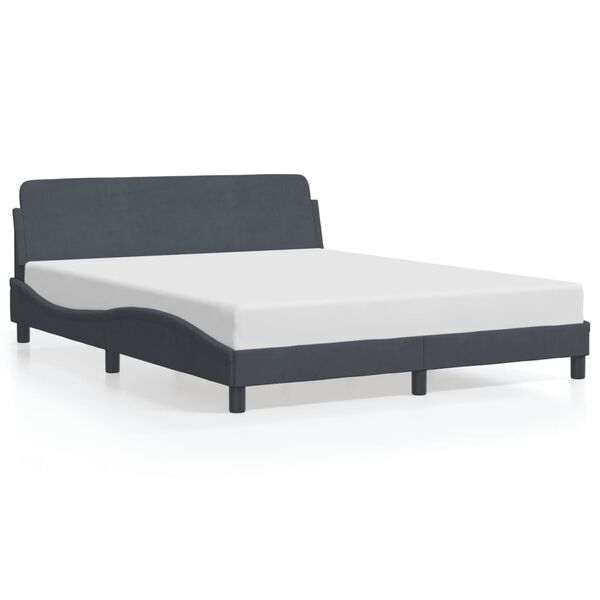 vidaXL Bed Frame "Dover" Dark Grey 152x203 cm Queen Velvet