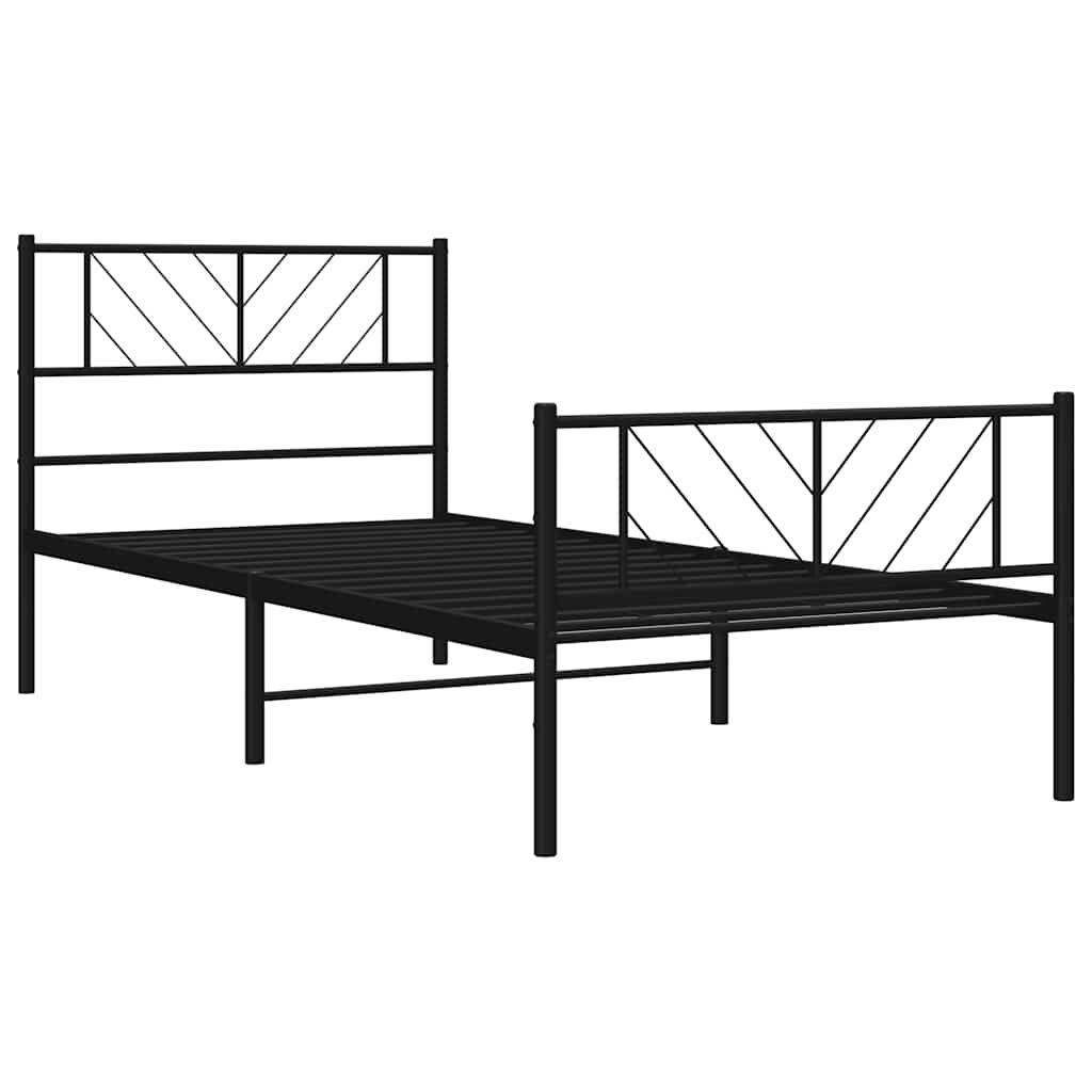 vidaXL Metal Bed Frame without Mattress with Footboard Black 100x190cm