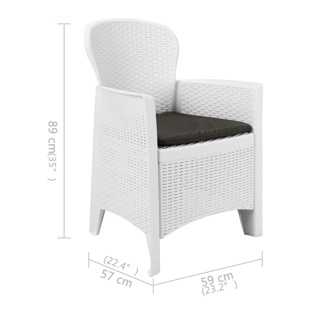 vidaXL 5 Piece Outdoor Dining Set Plastic White Rattan Look