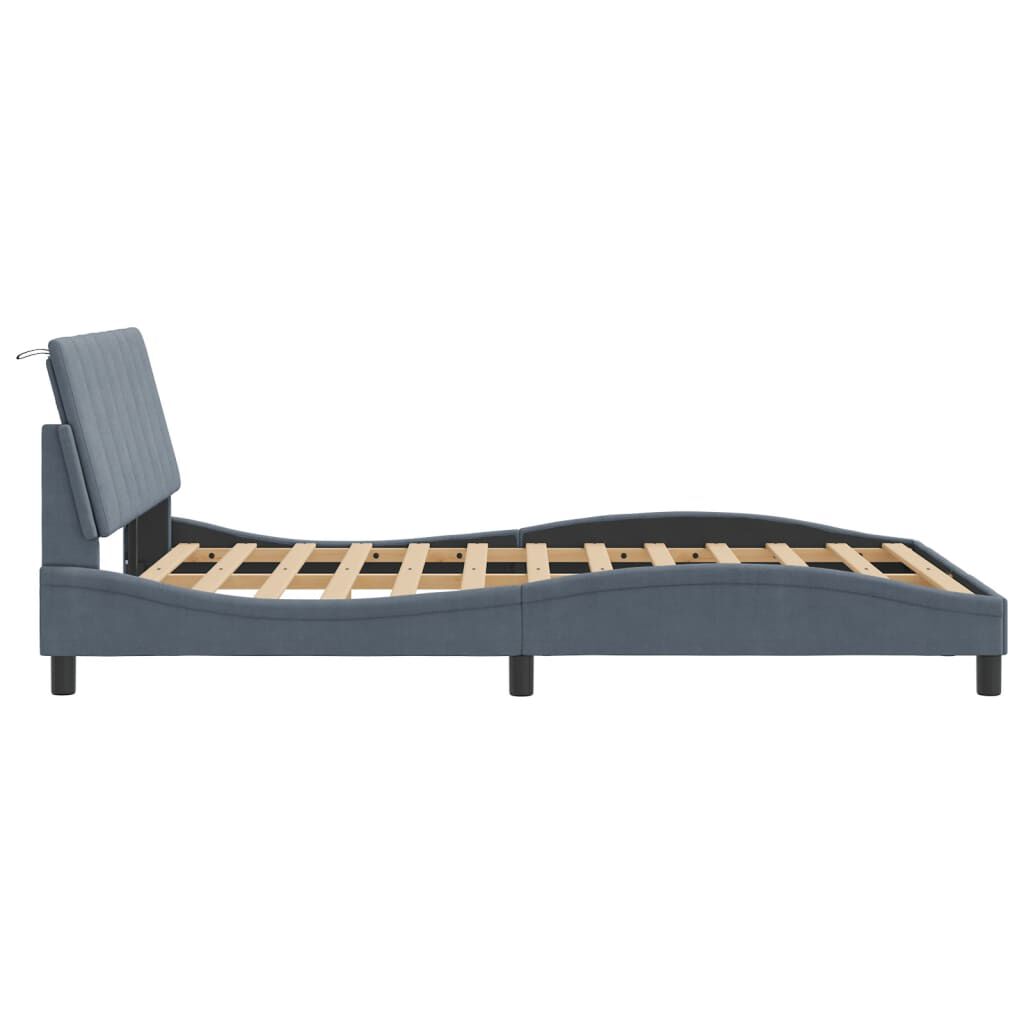vidaXL Bed Frame with LED without Mattress Dark Grey 137x190 cm Velvet