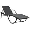 vidaXL Sun Loungers 2 pcs with Table Poly Rattan Black (42884+42886)