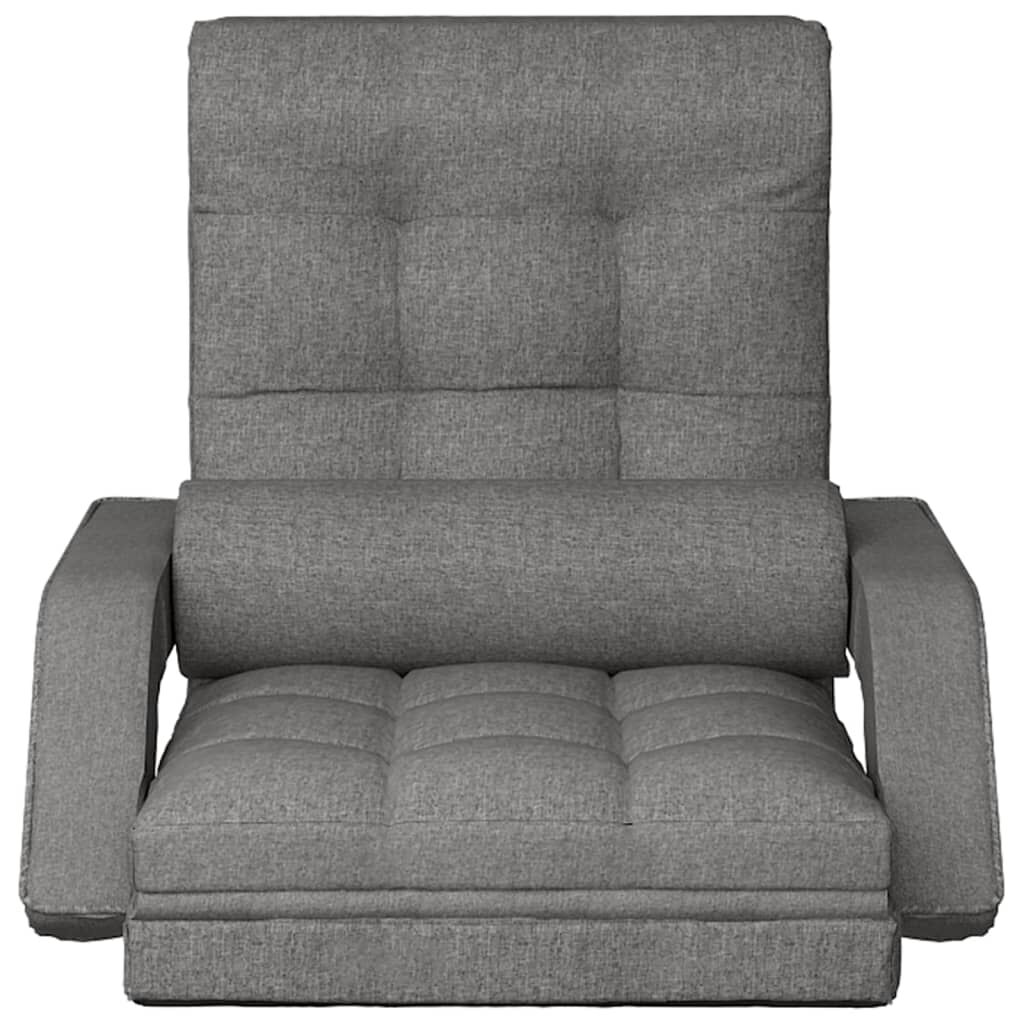 vidaXL Folding Floor Chair with Bed Function Light Grey Fabric