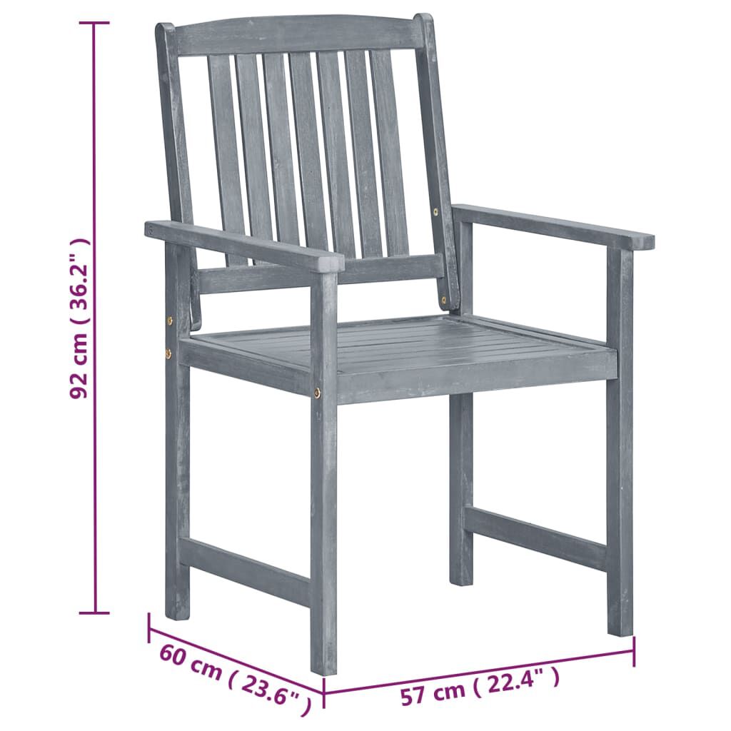 vidaXL Garden Chairs 2 pcs Grey Solid Acacia Wood