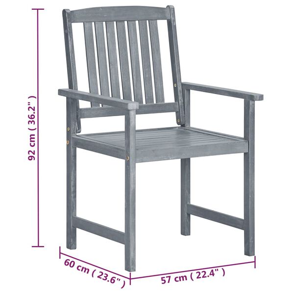 vidaXL Garden Chairs 2 pcs Grey Solid Acacia Wood