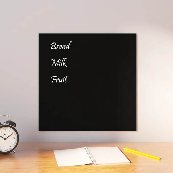 vidaXL Wall-mounted Magnetic Board Black 40x40 cm&nbsp;Tempered Glass