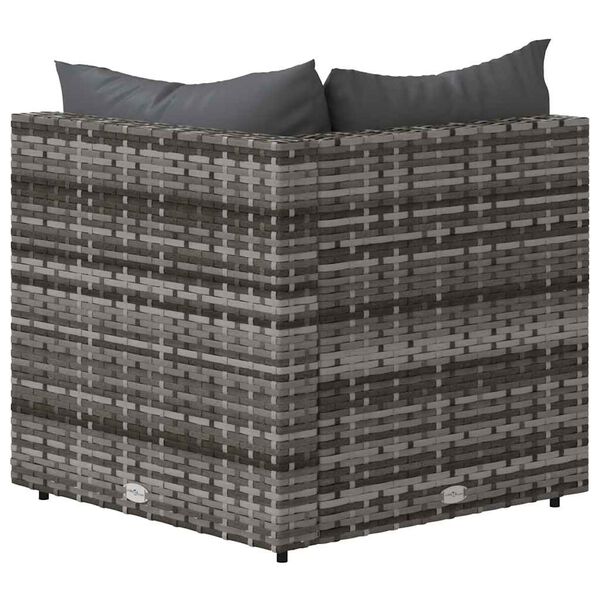 vidaXL Garden Corner Sofas with Cushions 2 pcs Grey Poly Rattan