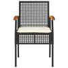 vidaXL 3 Piece Bistro Set with Cushions Black Poly Rattan Acacia Wood