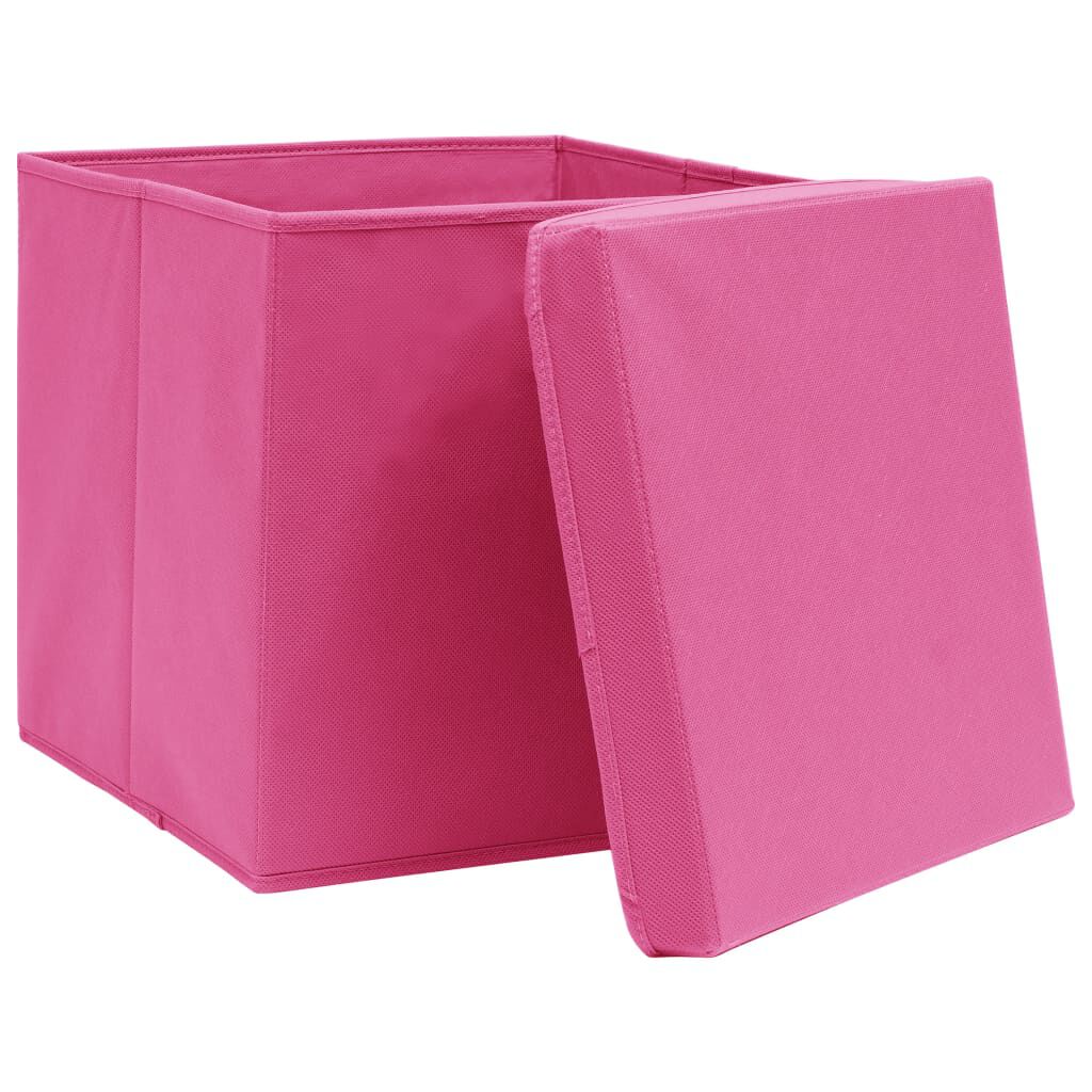 vidaXL Storage Boxes with Lids 4 pcs Pink 32x32x32 cm Fabric