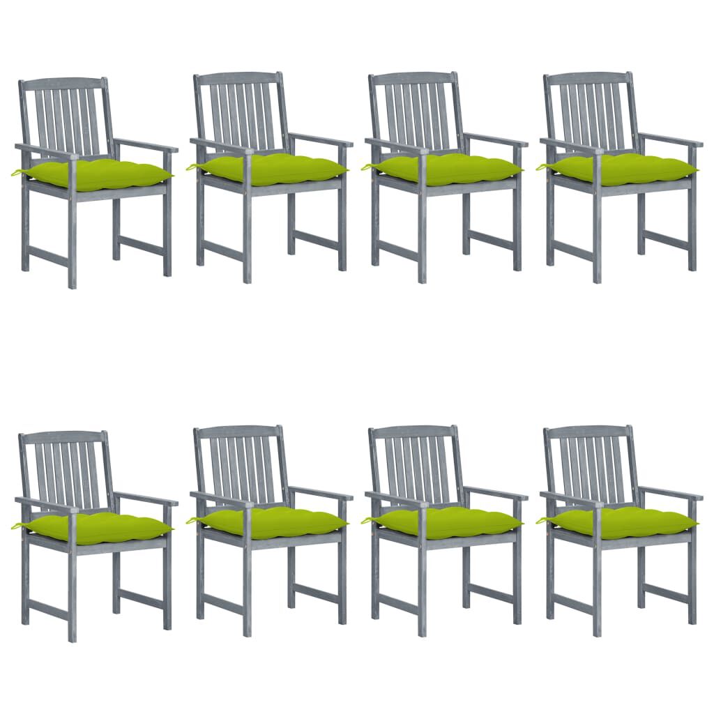 vidaXL Garden Chairs with Cushions 8 pcs Solid Acacia Wood Grey