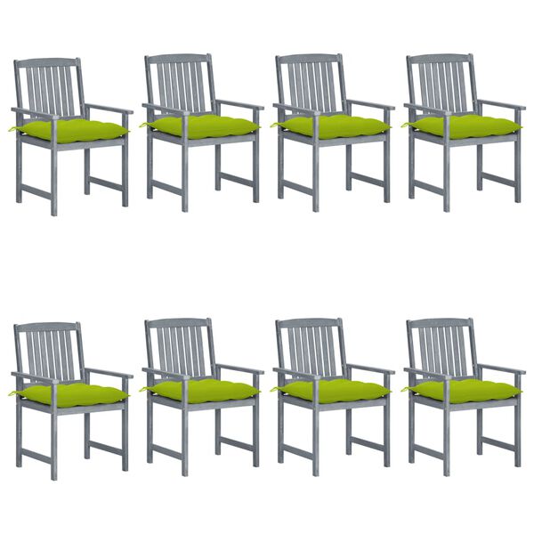 vidaXL Garden Chairs with Cushions 8 pcs Solid Acacia Wood Grey