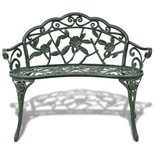 vidaXL Garden Bench 100 cm Cast Aluminium Green