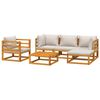 vidaXL 6 Piece Garden Lounge Set with Light Grey Cushions Solid Wood