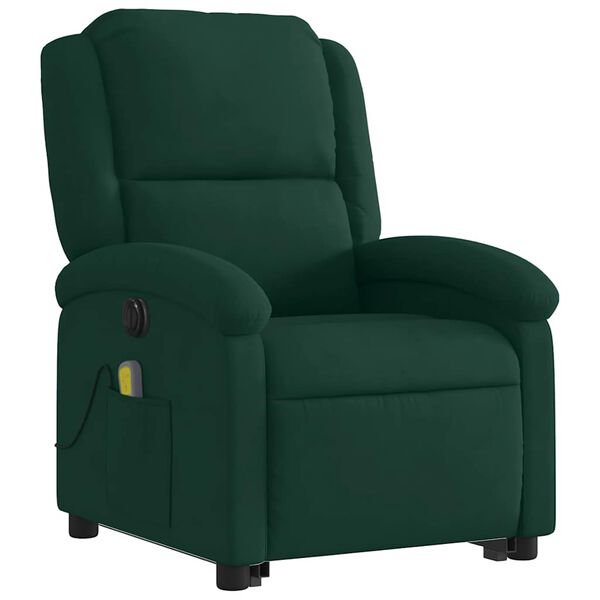vidaXL Electric Stand up Massage Recliner Chair Dark Green Velvet