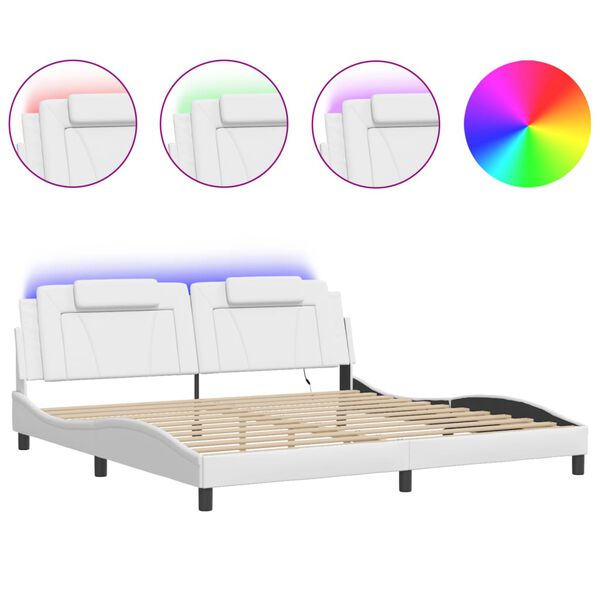 vidaXL Bed Frame "Viana" with LED without Mattress White 193x203 cm