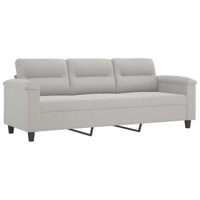 vidaXL 3 Piece Sofa Set with Pillows Light Grey Microfibre Fabric