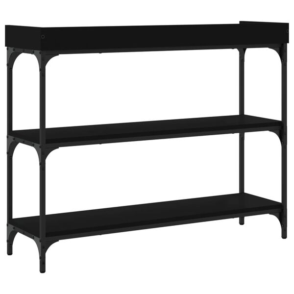 vidaXL Console Table with Shelves Black 100x30x80 cm