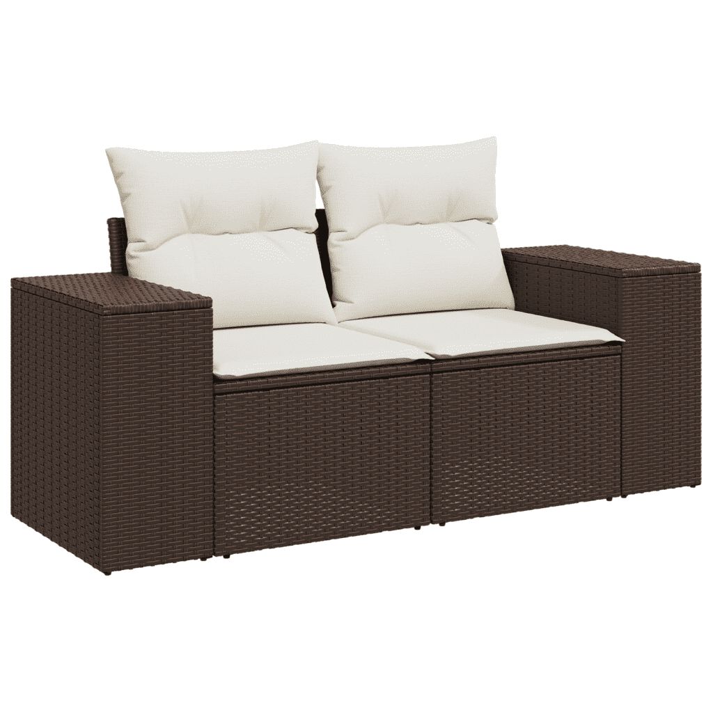 vidaXL 4 Piece Garden Sofa Set with Cushions Brown Poly Rattan