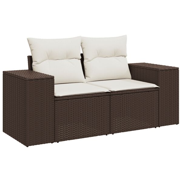 vidaXL 4 Piece Garden Sofa Set with Cushions Brown Poly Rattan