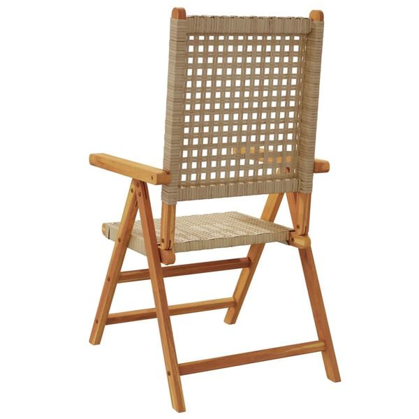 vidaXL Garden Chairs 2 pcs Beige Solid Wood Acacia and Poly Rattan