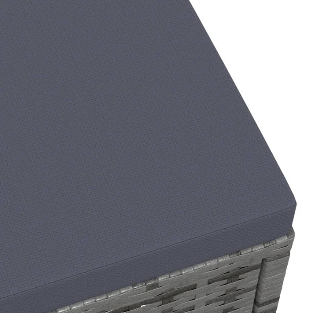 vidaXL Garden Footstool with Cushion Grey Poly Rattan