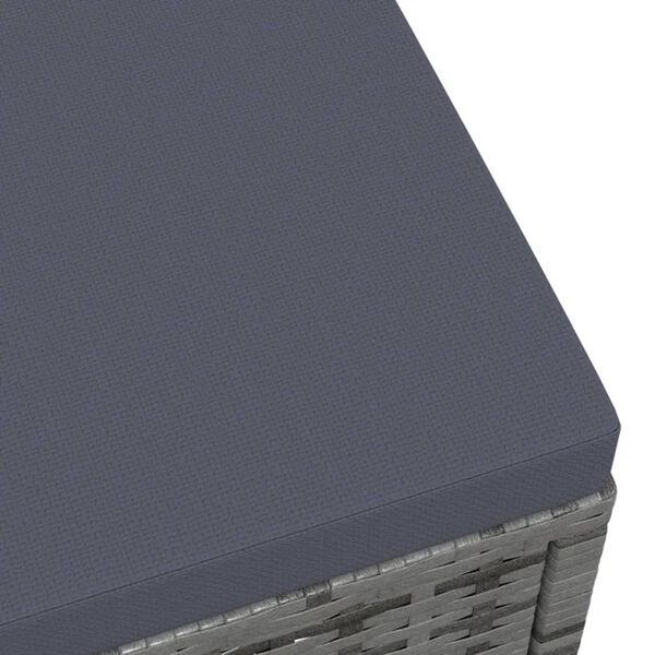 vidaXL Garden Footstool with Cushion Grey Poly Rattan