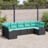 vidaXL Garden Sofa Set with Cushion 7 pcs Black Poly Rattan