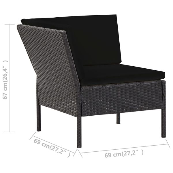 vidaXL 6 Piece Garden Lounge Set with Cushions Poly Rattan Black