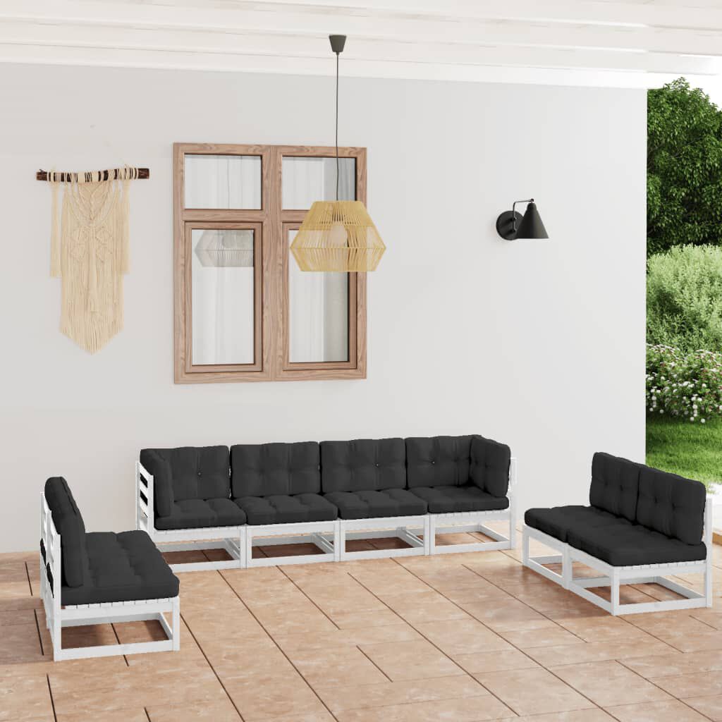 vidaXL 8 Piece Garden Lounge Set with Cushions Solid Pinewood