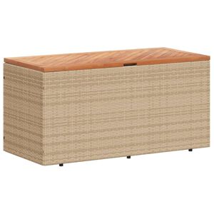 vidaXL Garden Storage Box Beige 110x50x54 cm Poly Rattan Acacia Wood