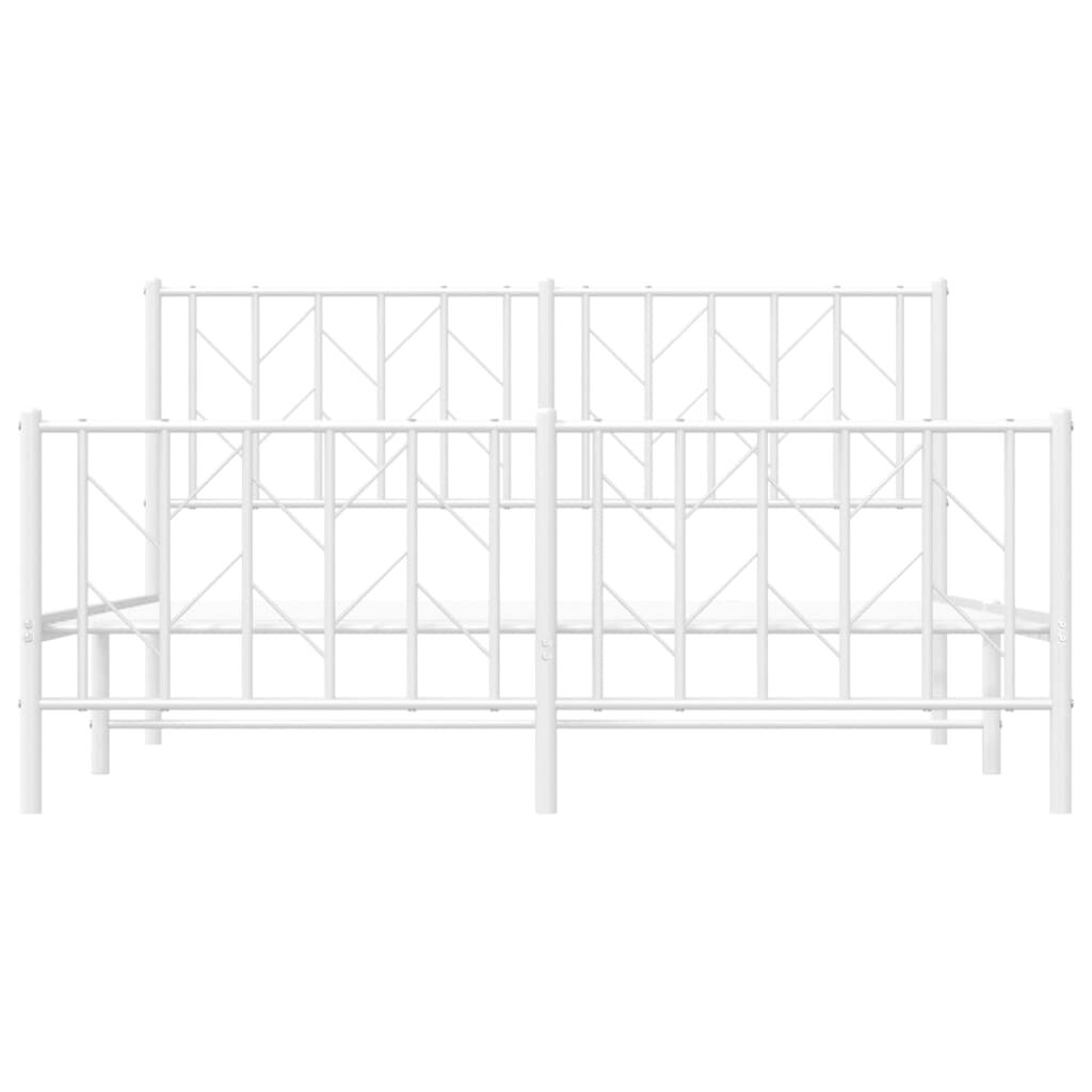 vidaXL Metal Bed Frame without Mattress with Footboard White 150x200cm