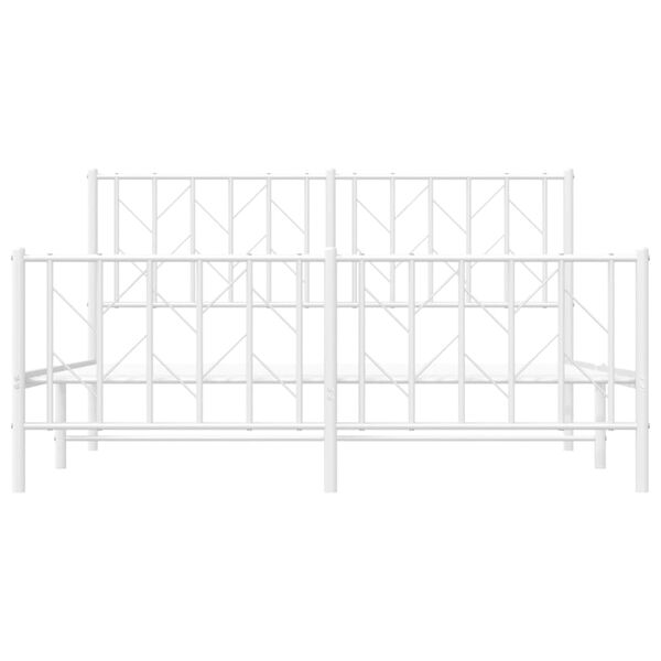 vidaXL Metal Bed Frame without Mattress with Footboard White 150x200cm
