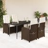 vidaXL 5 Piece Garden Dining Set with Cushions Brown Poly Rattan