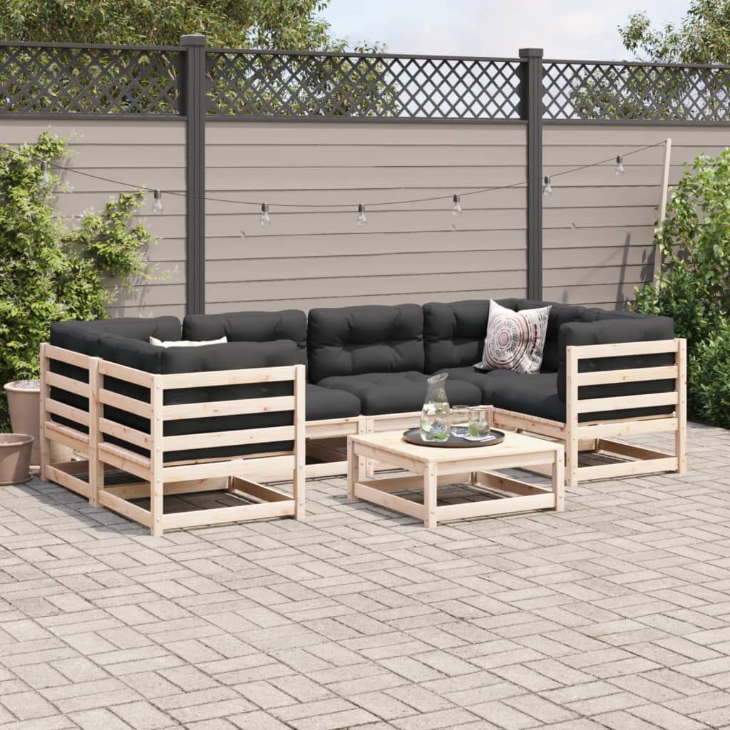 vidaXL 7 Piece Garden Sofa Set with Cushions Solid Wood Pine