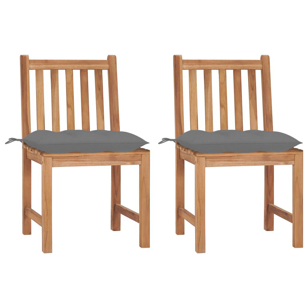 vidaXL Garden Chairs 2 pcs with Cushions Solid Teak Wood