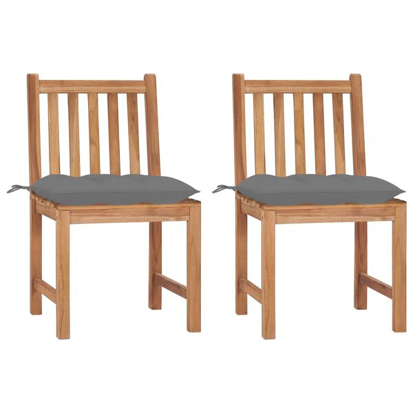 vidaXL Garden Chairs 2 pcs with Cushions Solid Teak Wood