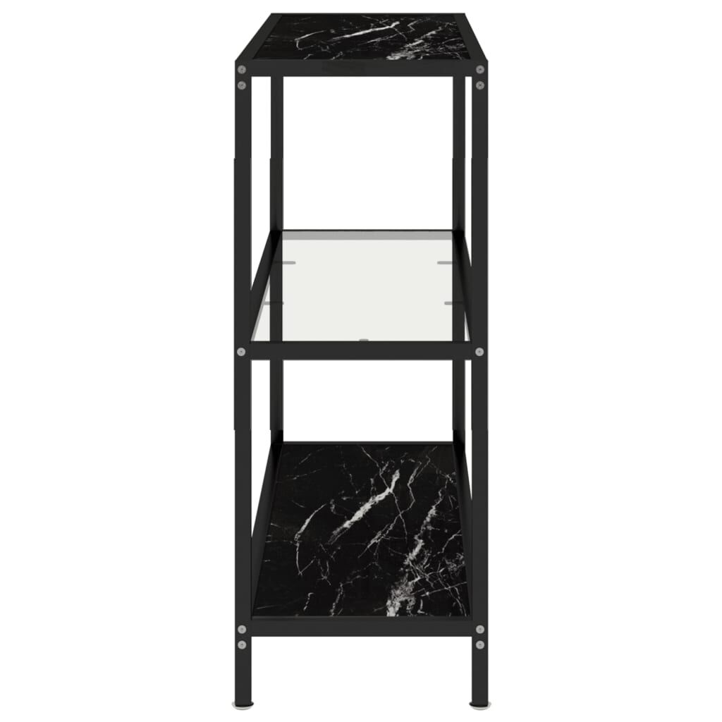 vidaXL Shelf Transparent and Black Marble 100x36x90 cm Tempered Glass