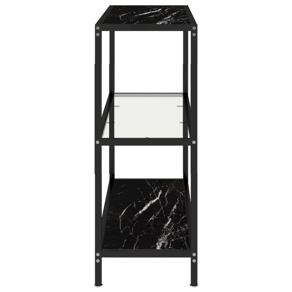 vidaXL Shelf Transparent and Black Marble 100x36x90 cm Tempered Glass