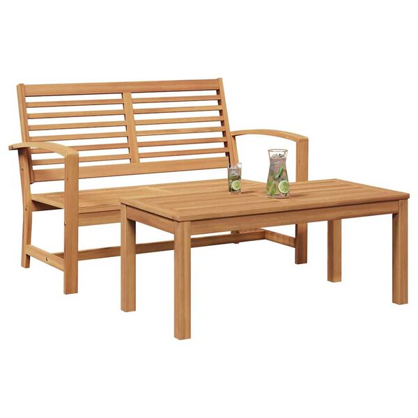 vidaXL Garden Sofa Set 2 pcs Natural Solid teak wood