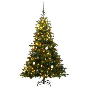 vidaXL Artificial Hinged Christmas Tree 300 LEDs & Ball Set 210 cm