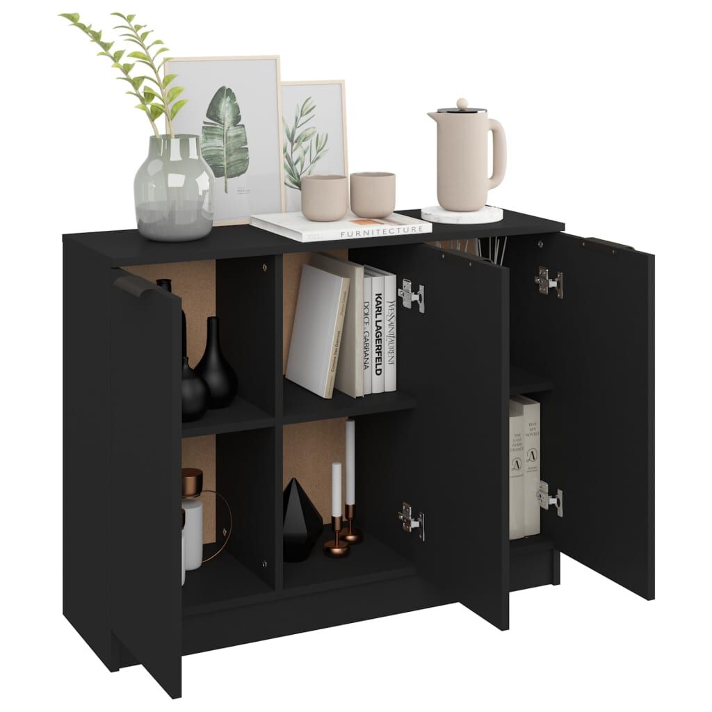 vidaXL Sideboard Black 90.5x30x70 cm Engineered Wood