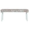 vidaXL Bench 110 cm White Natural Kubu Rattan and Solid Mahogany Wood
