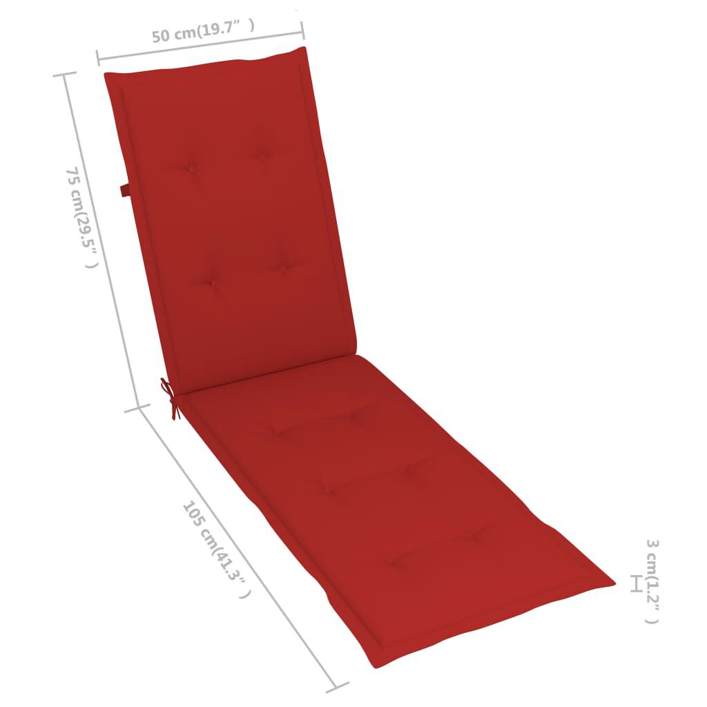 vidaXL Outdoor Deck Chair with Footrest and Cushion Solid Acacia Wood