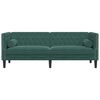 vidaXL Chesterfield Sofa with Bolsters 3-Seater Dark Green Velvet
