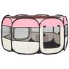 vidaXL Foldable Dog Playpen with Carrying Bag Pink 125x125x61 cm