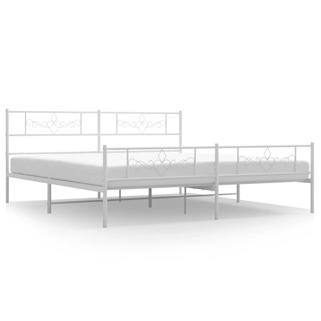 vidaXL Metal Bed Frame without Mattress with Footboard White 183x213cm
