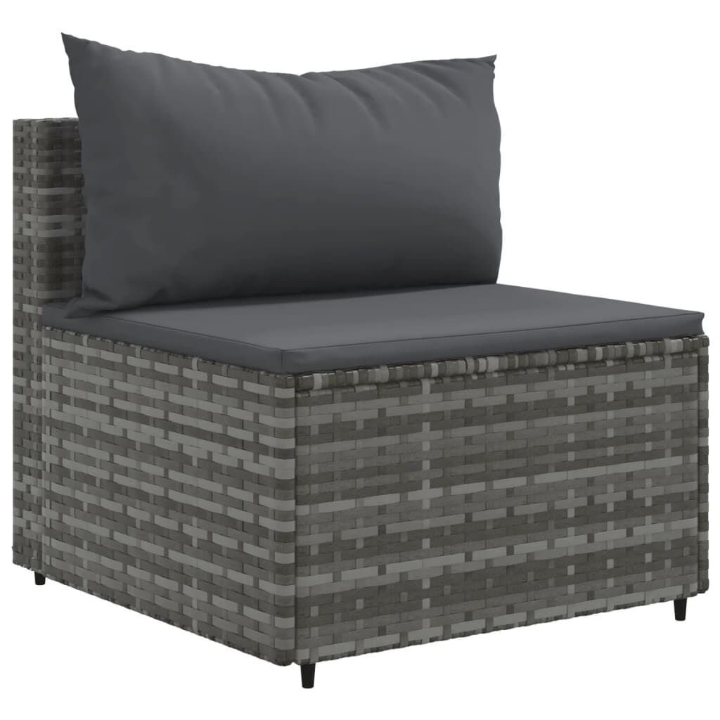 vidaXL 6 Piece Garden Lounge Set with Cushions Grey Poly Rattan