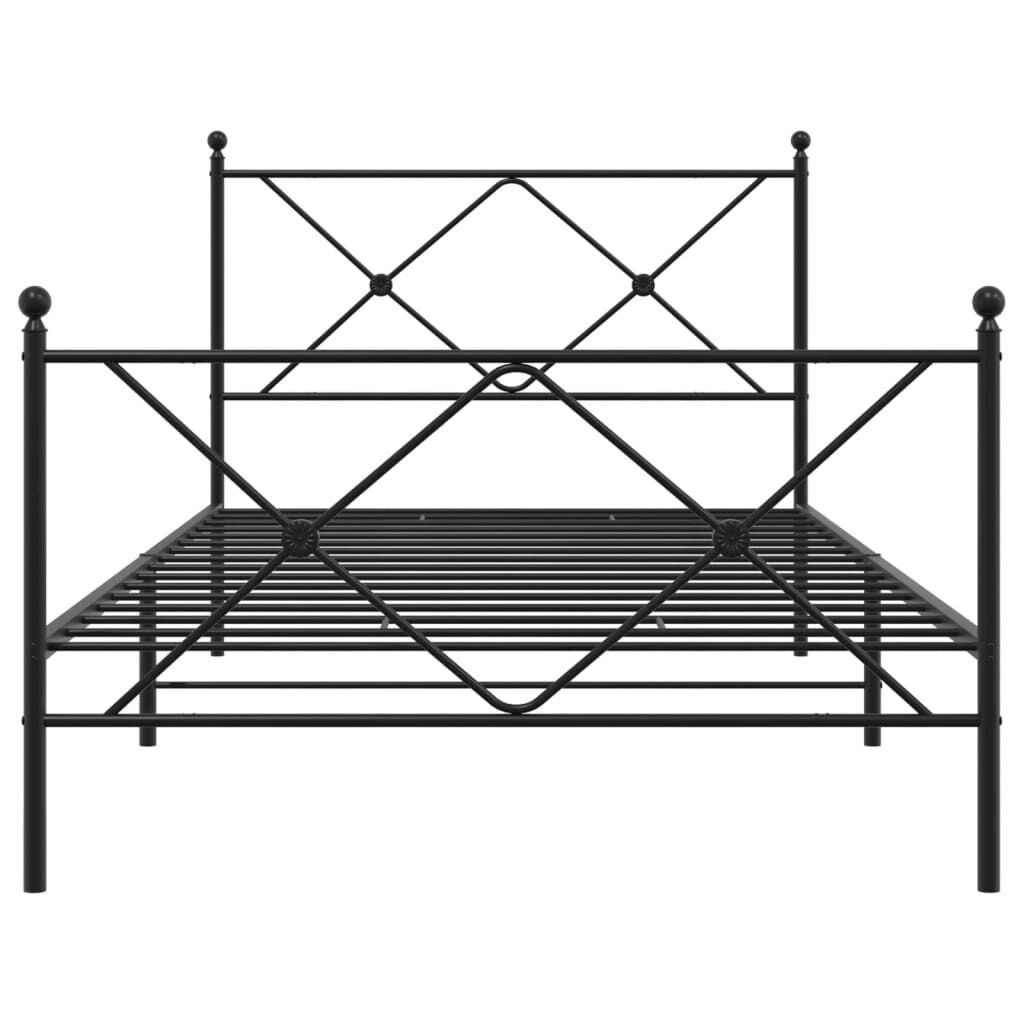 vidaXL Metal Bed Frame without Mattress with Footboard Black 100x200cm