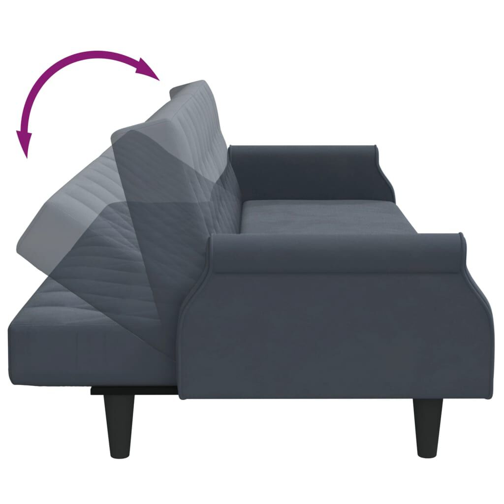 vidaXL Sofa Bed with Armrests Dark Grey Velvet